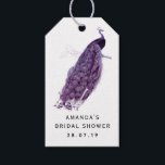 Étiquettes-cadeau Pourpre et ivoire Peacock Damask<br><div class="desc">Lavande et ivoire couleur thème paon cadeau de paon tags.</div>