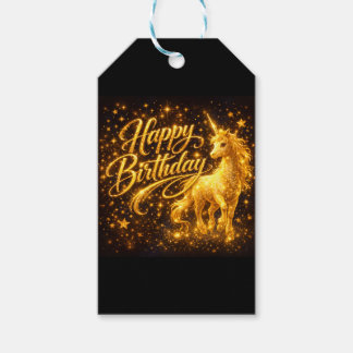Étiquettes-cadeau Poussière d'Étoile Dorée Anniversaire — Licorne Fa
