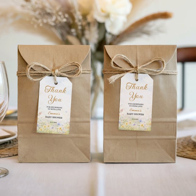 Étiquettes-cadeau Prairie de fleurs sauvages pastel jardin de printe (Créateur téléchargé)