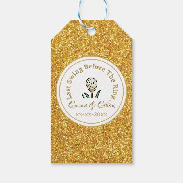 Étiquettes-cadeau Pré-Mariage Golf Party Weekend White Gold Parties  (Devant)