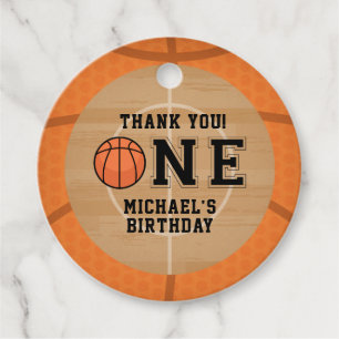 Étiquettes Cadeau Premier anniversaire, basket-ball