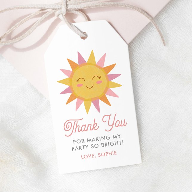 Étiquettes-cadeau Premier anniversaire de soleil mignon (Créateur téléchargé)