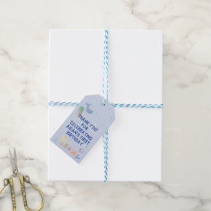 Étiquettes-cadeau Premier anniversaire du monde sous-marin mignon
