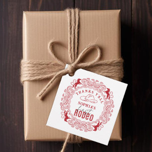 Étiquettes Cadeau Premier anniversaire du Rodeo Merci