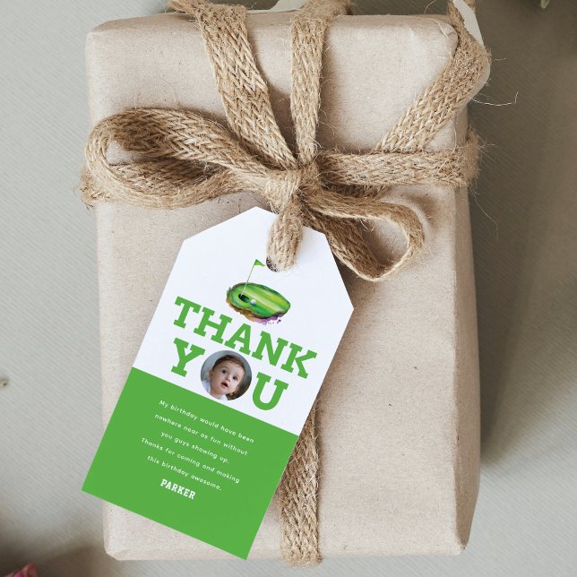 Étiquettes-cadeau Premier Anniversaire Golf Photo personnalisée (Créateur téléchargé)