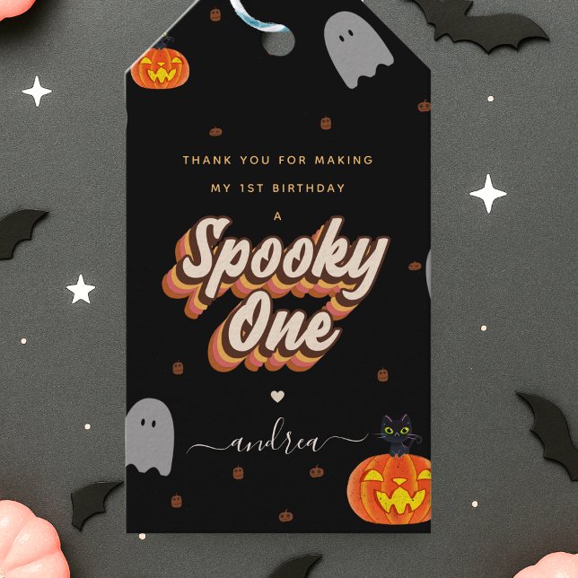 Étiquettes Cadeau Premier Anniversaire Halloween E (Créateur téléchargé)