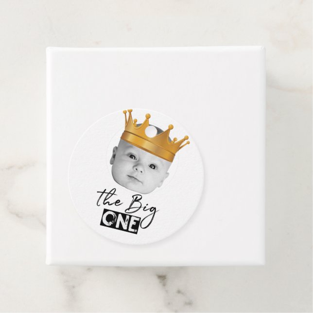 Étiquettes Cadeau Premier anniversaire Merci photo moderne (En situation)