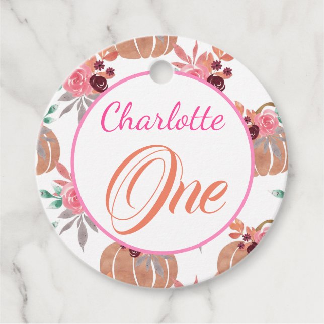 Étiquettes Cadeau Premier Anniversaire mignon Un Automne Automne Flo (Devant)