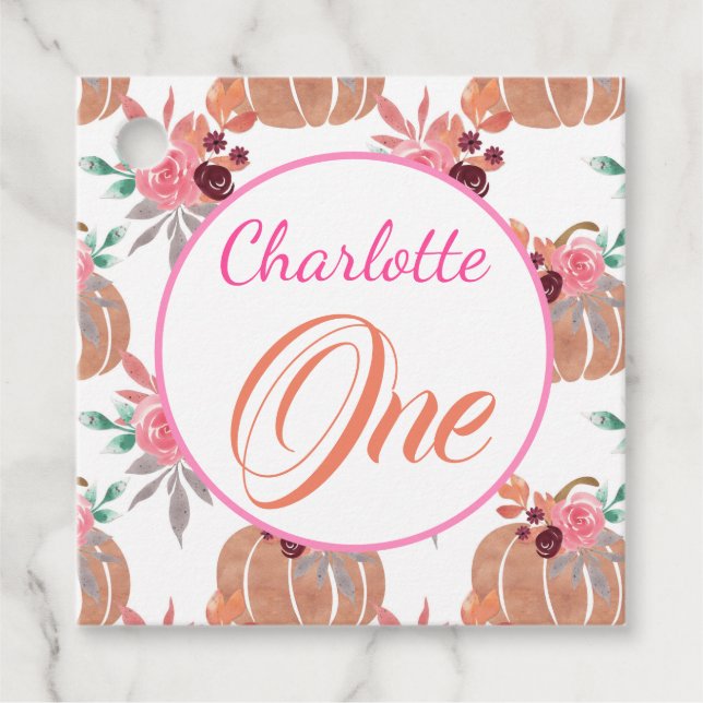 Étiquettes Cadeau Premier Anniversaire mignon Un Automne Automne Flo (Devant)