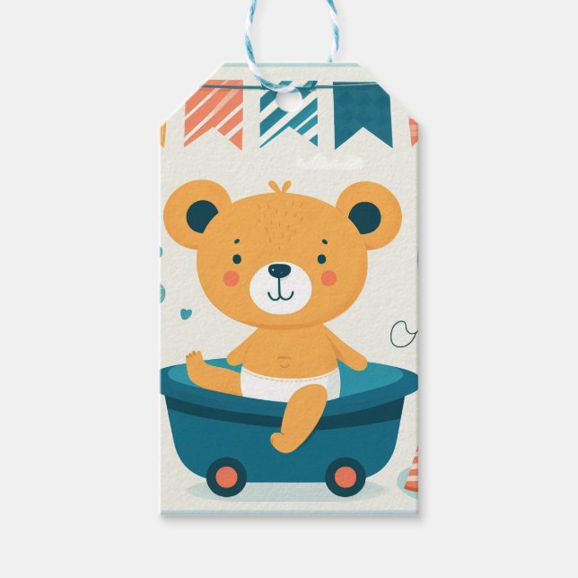 Étiquettes-cadeau Premier bain du bébé (Devant)