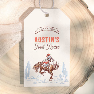 Étiquettes-cadeau Premier Cowboy de Rodéo pour un 1er Anniversaire M