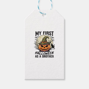 Étiquettes-cadeau Premier frère d'Halloween Chemise de lune de citro