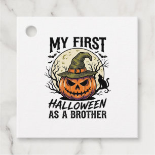 Étiquettes Cadeau Premier frère d'Halloween Chemise de lune de citro