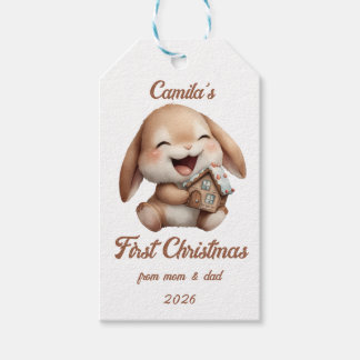 Étiquettes-cadeau Premier lapin de Noël de bébé personnalisé