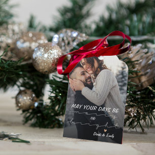 Étiquettes-cadeau Premier Noël en couple photo personnalisée