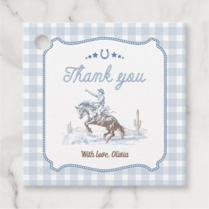 Étiquettes Cadeau Premier Rodéo 1er Anniversaire Bleu Western