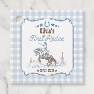 Étiquettes Cadeau Premier Rodéo 1er Anniversaire Bleu Western