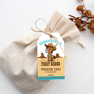 Étiquettes-cadeau Premier Rodeo cowboy bébé cheval fête d'anniversai