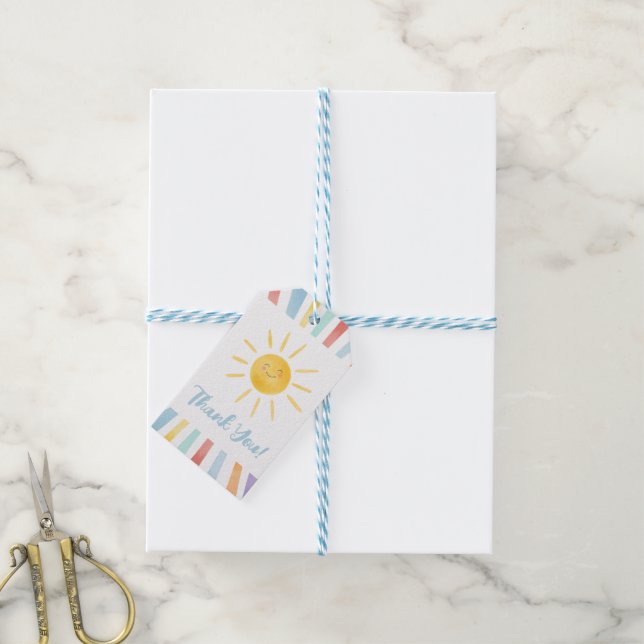 Étiquettes-cadeau Premier voyage autour du Merci Soleil Favor (Avec de laficelle)