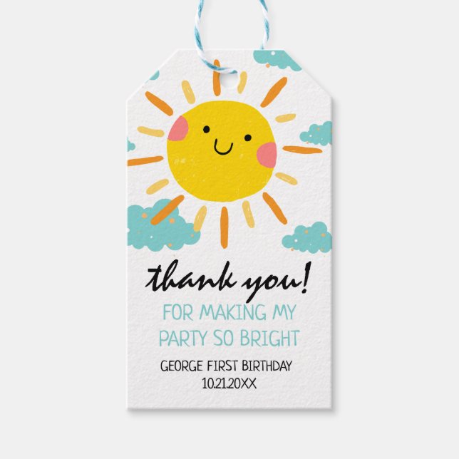 Étiquettes-cadeau Premier Voyage Autour Du Soleil 1Er Anniversaire (Devant)