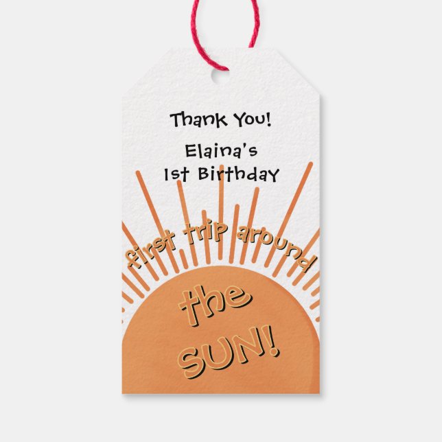 Étiquettes-cadeau Premier Voyage Autour Du Soleil 1Er Anniversaire (Dos)