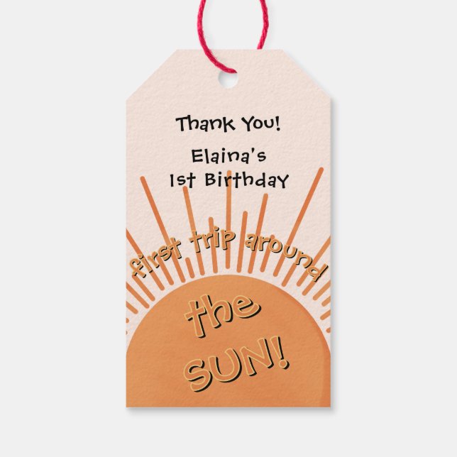 Étiquettes-cadeau Premier Voyage Autour Du Soleil 1Er Anniversaire (Dos)