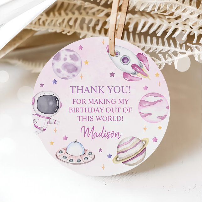 Étiquettes Cadeau Premier Voyage Autour Du Soleil Girl Space 1er Ann (Créateur téléchargé)