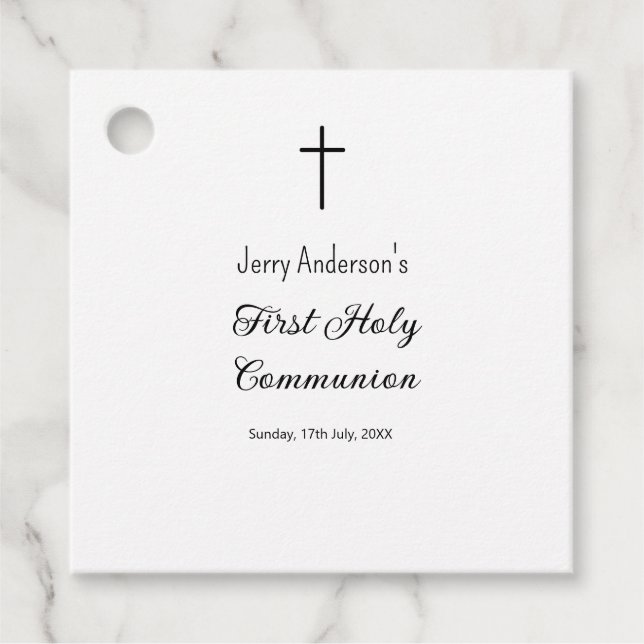 Étiquettes Cadeau Première communion sacrée catholique simple QR min (Devant)