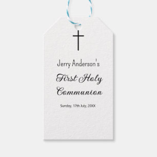 Étiquettes-cadeau Première communion sacrée catholique simple QR min