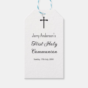 Étiquettes-cadeau Première communion sacrée catholique simple QR min
