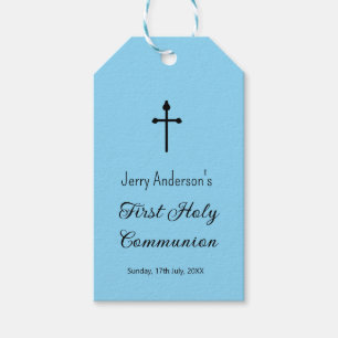 Étiquettes-cadeau Première communion sacrée catholique simple QR min