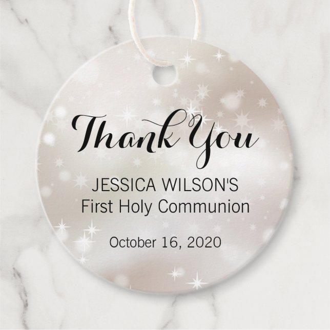 Étiquettes Cadeau Première communion sacrée de l'or brillant (Devant)