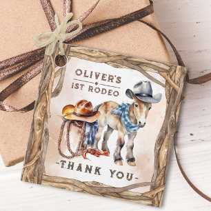 Étiquettes Cadeau PREMIÈRE RODÉE Boy Cowboy 1st Birthday Party