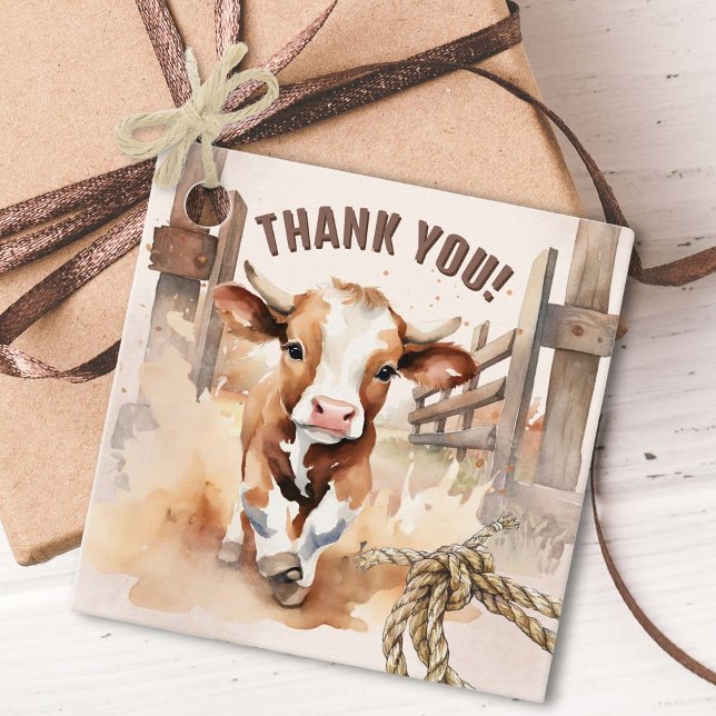 Étiquettes Cadeau PREMIÈRE RODÉE | Wild West Bull Cowboy 1er anniver (Créateur téléchargé)