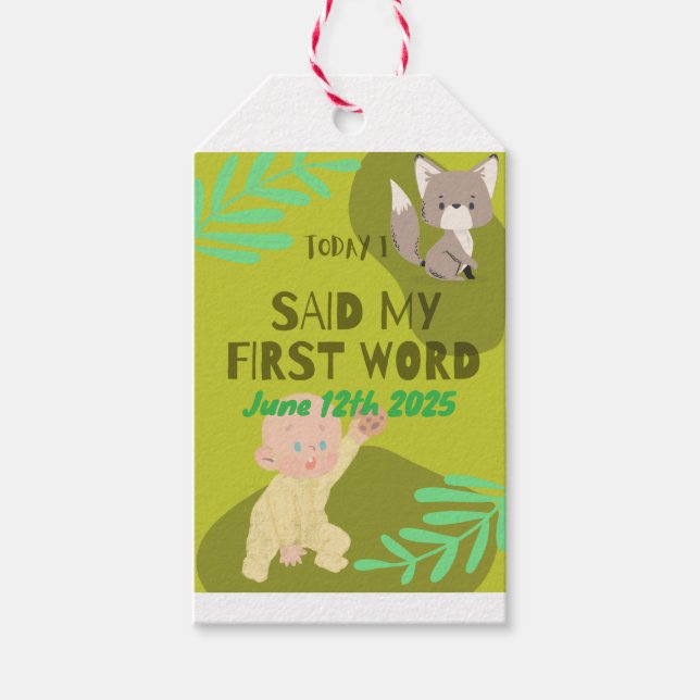 Étiquettes-cadeau Premiers mots de bébé  (Devant)