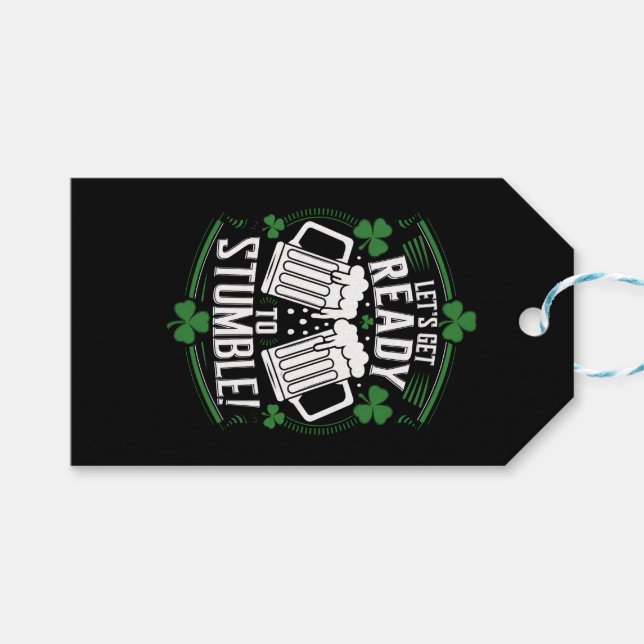 Étiquettes-cadeau Préparons-nous à trébucher Drôle de St Patrick (Devant (Horizontal))