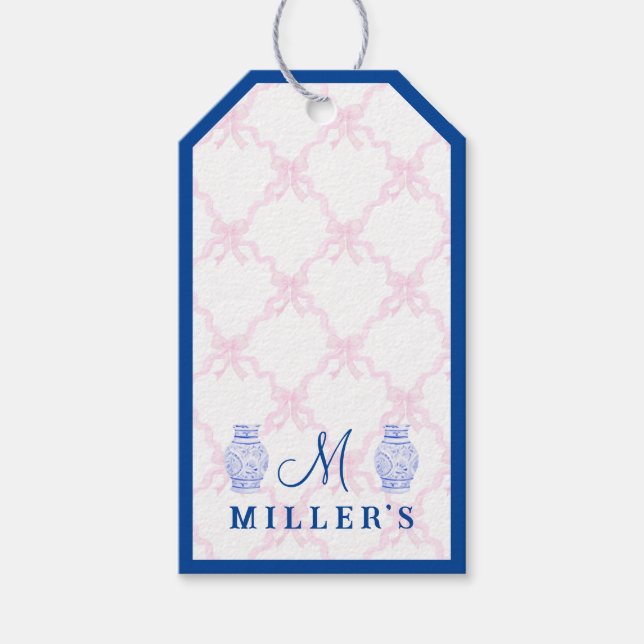 Étiquettes-cadeau Preppy Grandmillennial Personnalisé Ginger Jar (Devant)