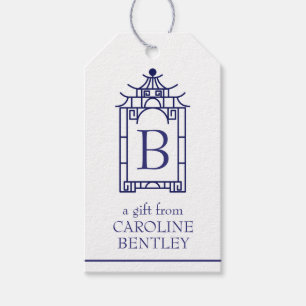 Étiquettes-cadeau Preppy Monogrammed Pagoda Tags cadeaux
