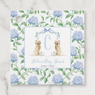 Étiquettes Cadeau Preppy Southern Blue Boy Baby shower Chien
