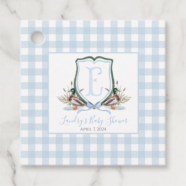 Étiquettes Cadeau Préppy Southern Blue Boy Duck Baby shower (Devant)
