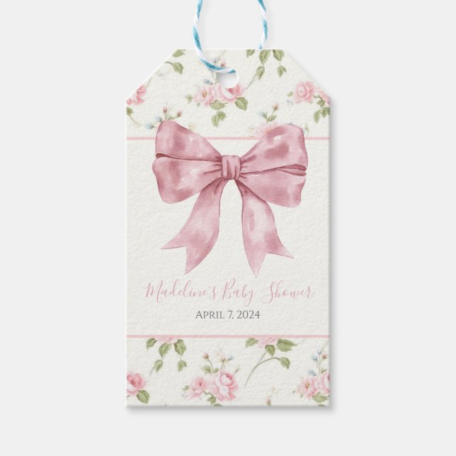 Étiquettes-cadeau Preppy Southern Rose Girl Baby shower floral (Devant)