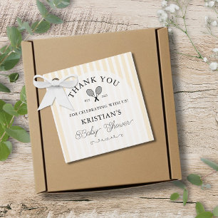 Étiquettes Cadeau Preppy Yellow Tennis Chic Baby shower Merci