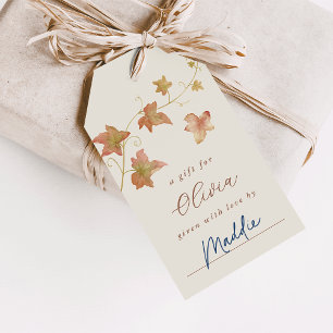 Étiquettes-cadeau Présentation de douche de mariage aux feuilles d'a