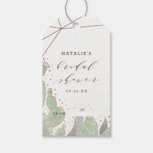 Étiquettes-cadeau Présentation de mariage géométrique de cactus et d