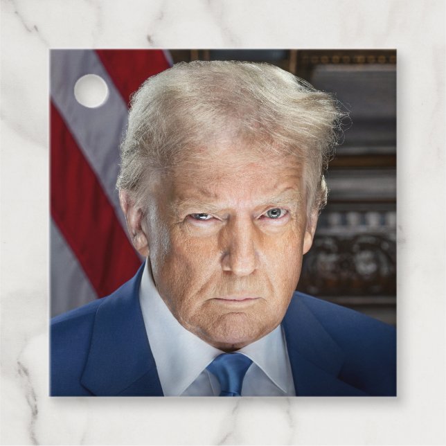 Étiquettes Cadeau Président américain Donald Trump Photo 2025 (Devant)
