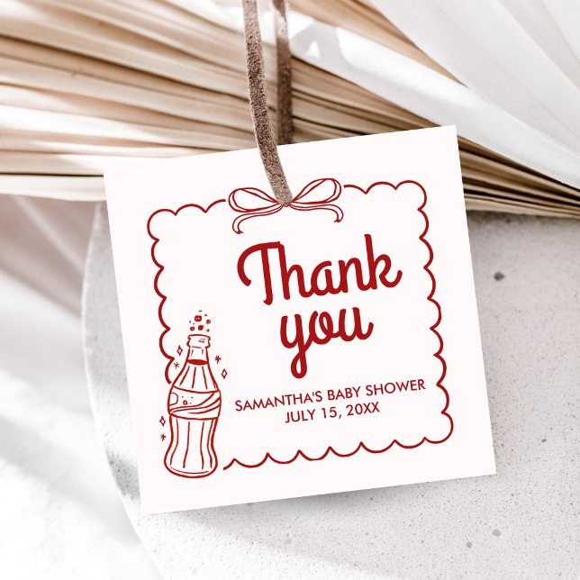Étiquettes Cadeau Prête à éclater Fête bébé Soda (She's Ready to Pop Baby Shower Favor Tags)