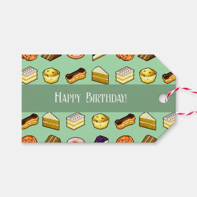Étiquettes-cadeau Pretty Cakes Happy Birthday! Cake & Pastry Pattern (Devant (Horizontal))