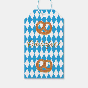 Étiquettes-cadeau Pretzels personnalisés Oktoberfest bavarois bleu