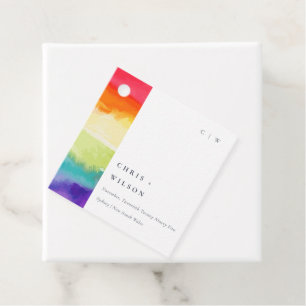 Étiquettes Cadeau Pride colorée minimaliste Mariage arc-en-ciel élég
