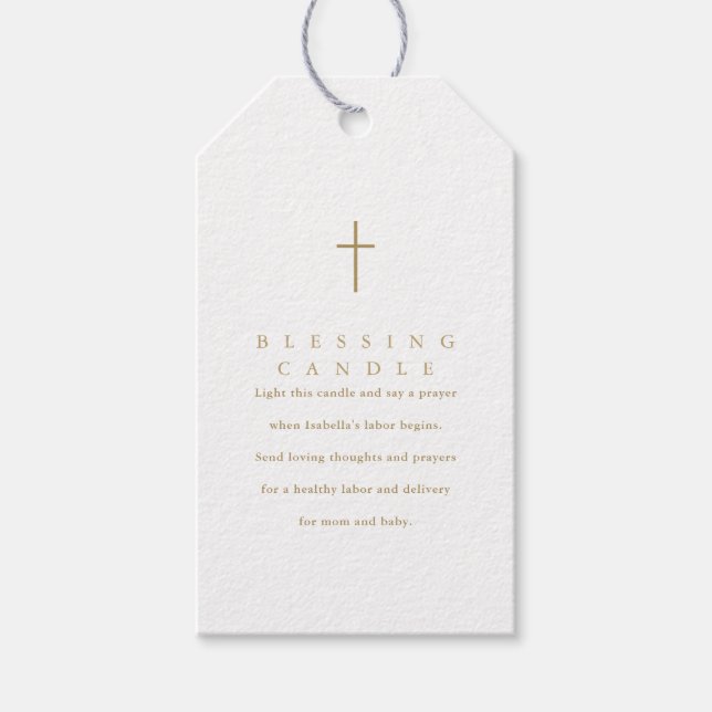 Étiquettes-cadeau Prière aux chandelles chrétiennes minimalistes sim (Devant)